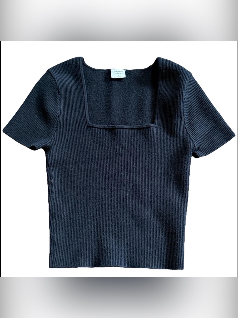 Abercrombie & Fitch S Black Ribbed Knit Square Neck Tank Top Minimalist Capsule‎